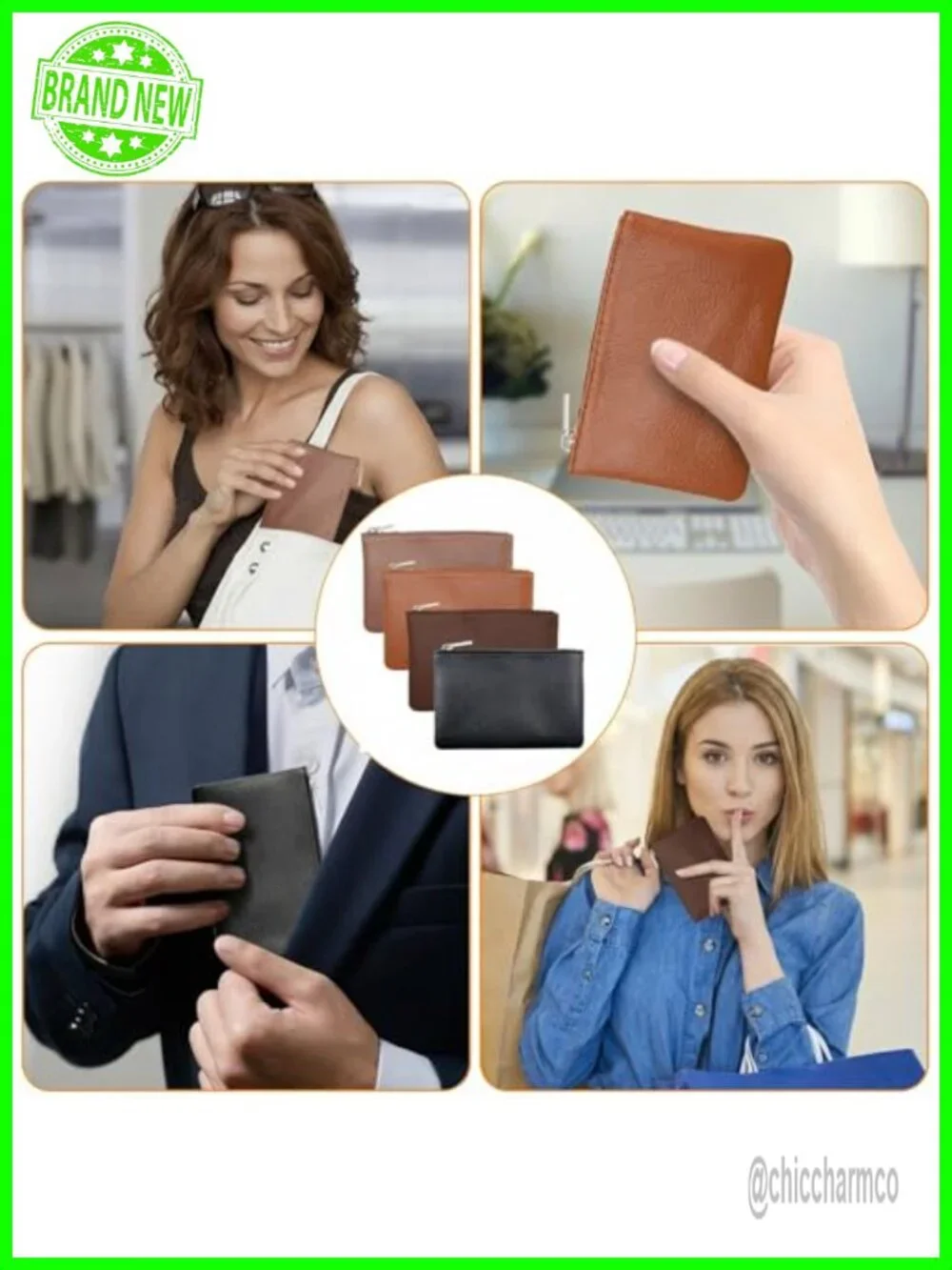 4 Pcs PU Leather Coin Purse Zipper Pouch Small Change Wallet Card Key